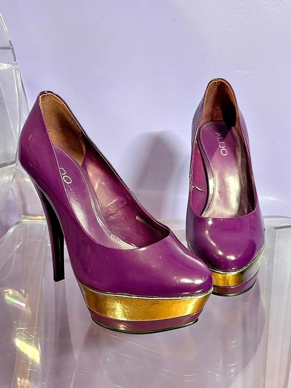 ALDO Purple & Silver Platform Heels
